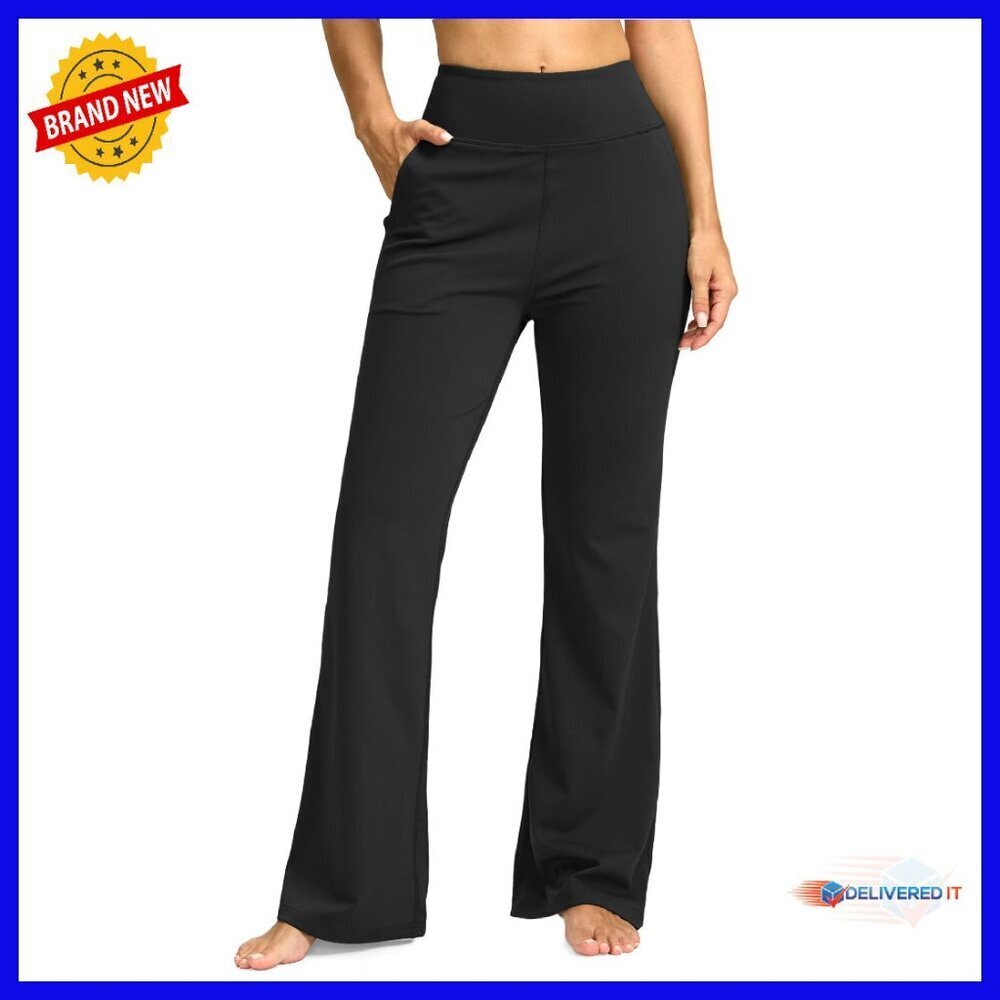 High Waisted Bootcut Yoga Pants with Pockets - Loose Fit Flare Leggings